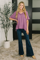 Growing Restless V-Neck Tee in Light Plum - Charming Charlie