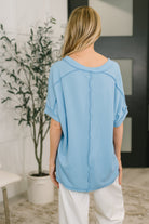 Growing Restless V-Neck Tee in Spring Blue - Charming Charlie