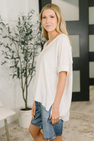 Growing Restless V-Neck Tee in White - Charming Charlie