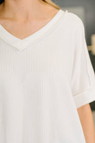 Growing Restless V-Neck Tee in White - Charming Charlie