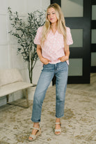 Growing Together Notch Neck Puff Sleeve Top - Charming Charlie