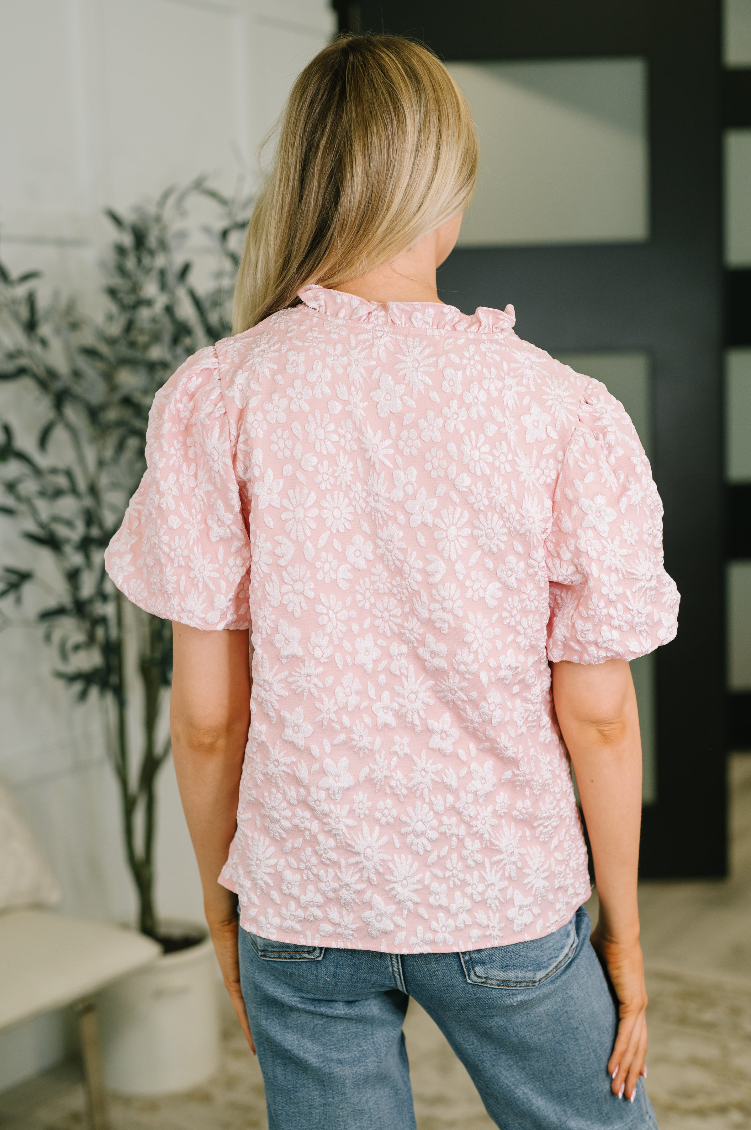 Growing Together Notch Neck Puff Sleeve Top - Charming Charlie