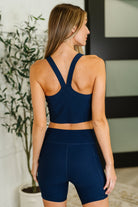 Gym and Juice Ribbed Knit Square Neck Tank in Navy - Charming Charlie