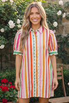 Sunshine Stripes Button Down Mini Dress - Charming Charlie