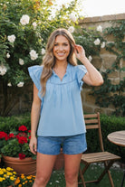 Flutter Into Spring Light Blue Ruffle Top - Charming Charlie