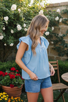 Flutter Into Spring Light Blue Ruffle Top - Charming Charlie