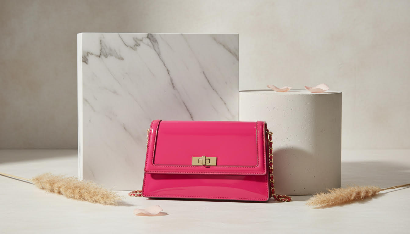 Vibrant Pink Glossy Chain-Strap Handbag - Charming Charlie