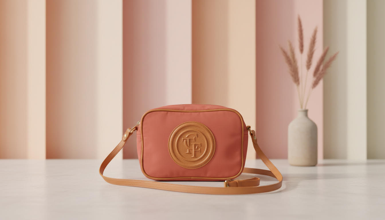 Elegant Coral Crossbody Bag with Tan Accents - Charming Charlie