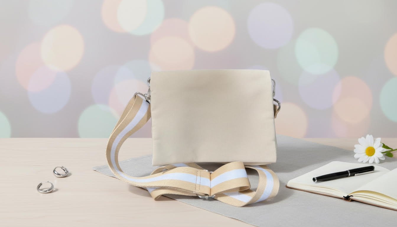 Beige Casual Shoulder Bag with Striped Removable Strap - Charming Charlie