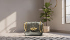 Black Textured Handbag with Gold Chain Accents - Charming Charlie