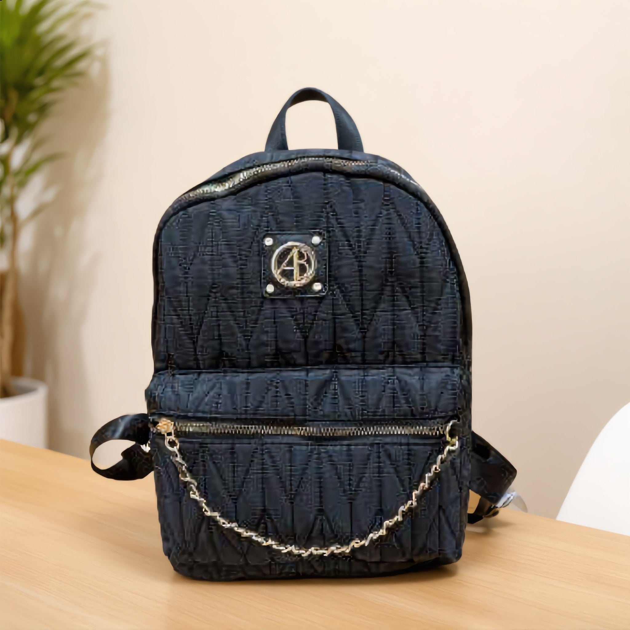 Quilted Mini Backpack with Gold Chain - Charming Charlie