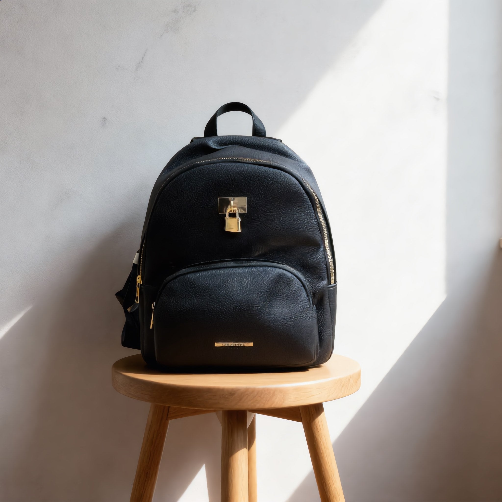 Chic Black Vegan Leather Padlock Backpack - Charming Charlie