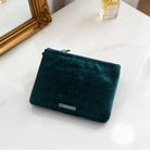 Green Velvet Cosmetic Bag / Pouch - Charming Charlie