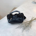 Chic Black Crocodile Embossed Mini Satchel Handbag - Charming Charlie