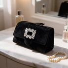 Manolo Blahnik Black Velvet Crystal Clutch - Charming Charlie