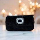 Manolo Blahnik Black Velvet Crystal Clutch - Charming Charlie
