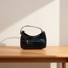 Chic Black Croc Embossed Mini Satchel. - Charming Charlie