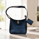 Navy Leather Satchel with Pouch - Charming Charlie