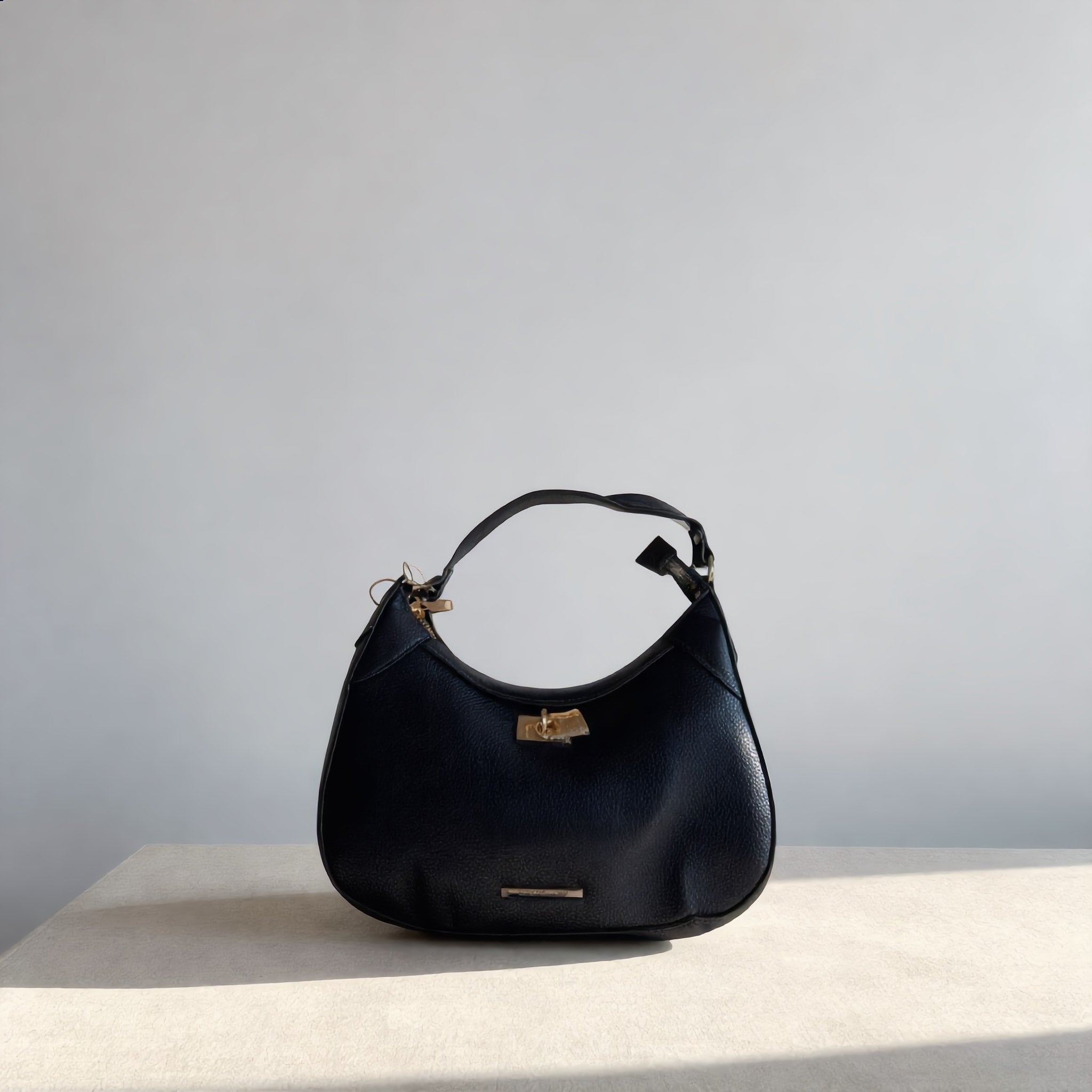 Black Leather Hobo Bag with Padlock - Charming Charlie