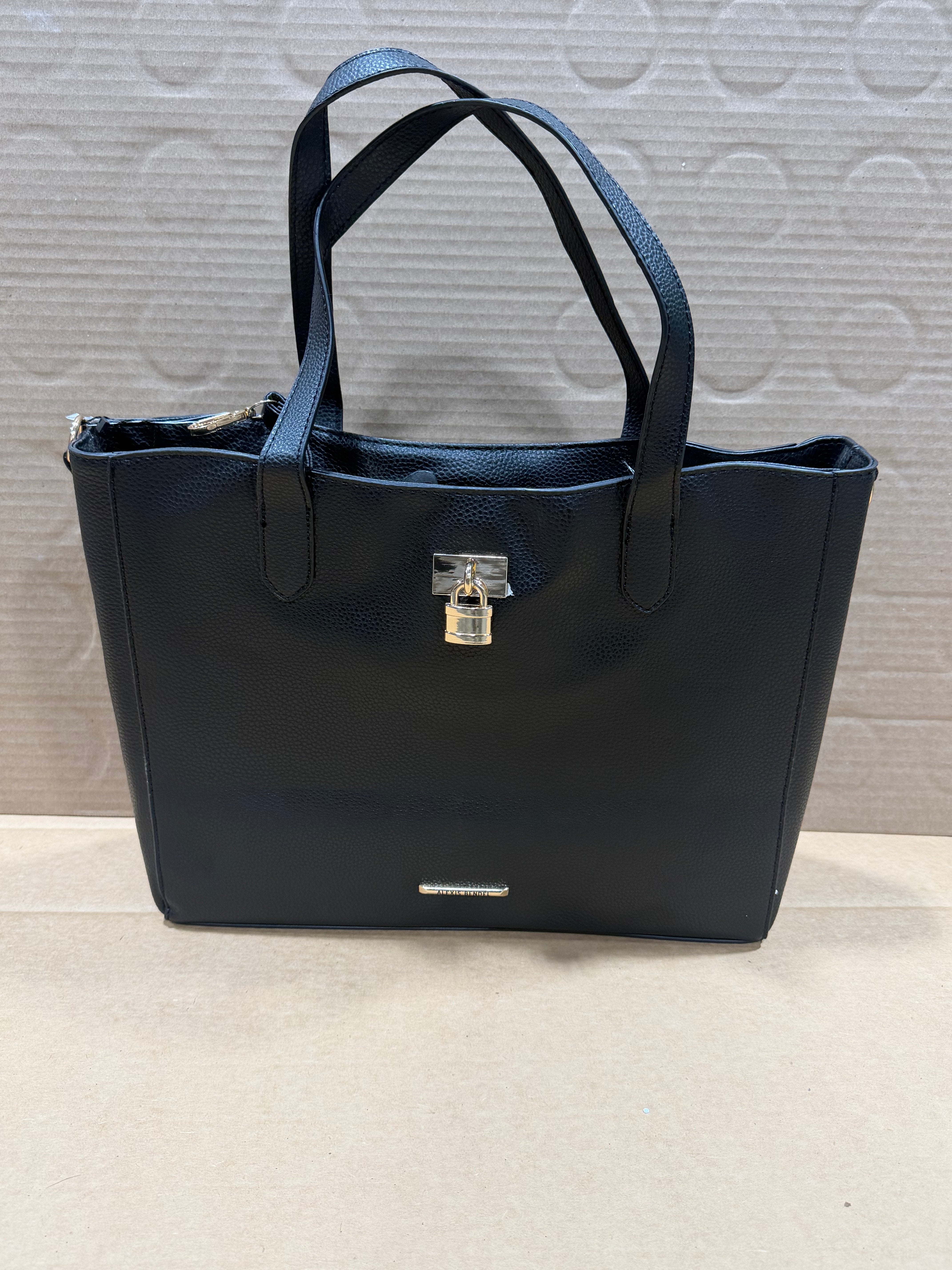 Black Pebbled Tote with Padlock - Charming Charlie