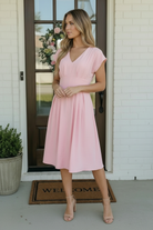 Pretty in Pink Flutter Sleeve Midi Dress - Charming Charlie