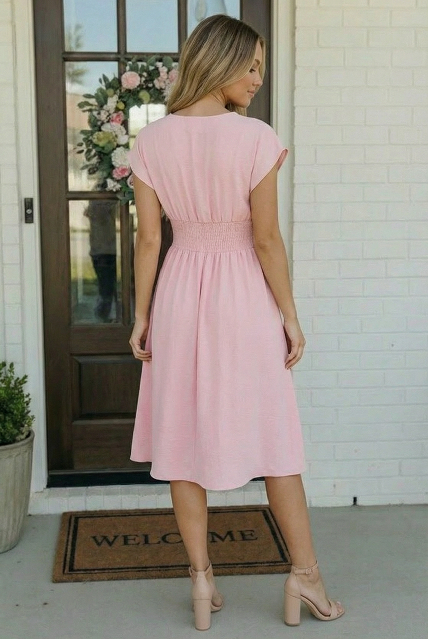 Pretty in Pink Flutter Sleeve Midi Dress - Charming Charlie