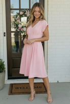 Pretty in Pink Flutter Sleeve Midi Dress - Charming Charlie