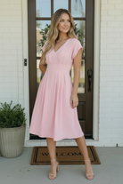 Pretty in Pink Flutter Sleeve Midi Dress - Charming Charlie