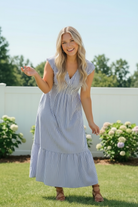 Sunny Days Striped Midi Dress in Blue - Charming Charlie