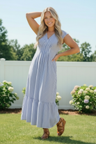 Sunny Days Striped Midi Dress in Blue - Charming Charlie