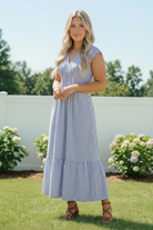 Sunny Days Striped Midi Dress in Blue - Charming Charlie