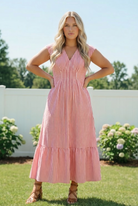 Sweet Stripe Tiered Maxi Dress in Red - Charming Charlie