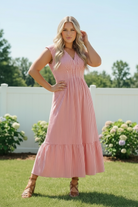Sweet Stripe Tiered Maxi Dress in Red - Charming Charlie