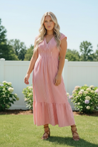 Sweet Stripe Tiered Maxi Dress in Red - Charming Charlie