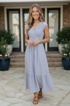 Sunny Days Striped Midi Dress in Blue - Charming Charlie