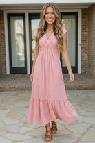 Sweet Stripe Tiered Maxi Dress in Red - Charming Charlie