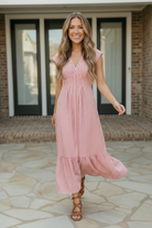 Sweet Stripe Tiered Maxi Dress in Red - Charming Charlie