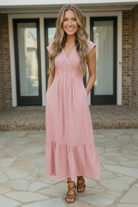 Sweet Stripe Tiered Maxi Dress in Red - Charming Charlie
