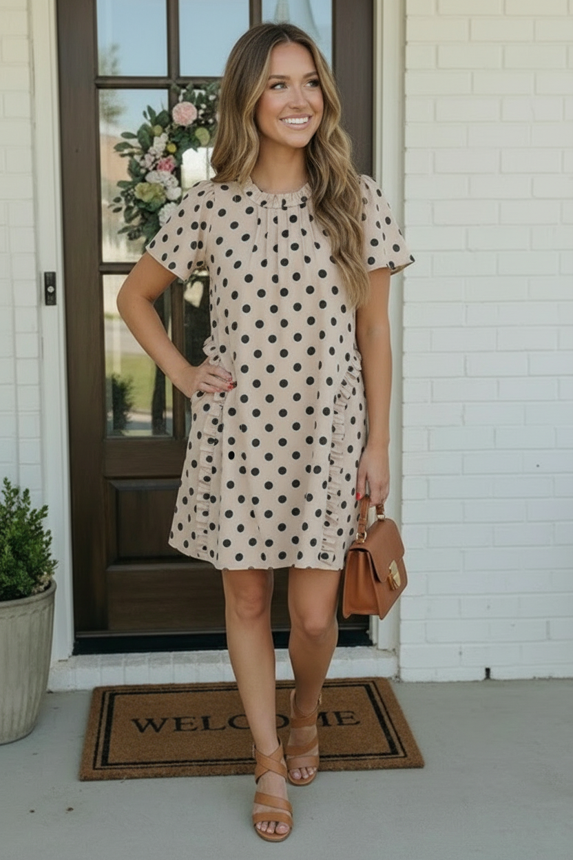 Spotted Something Sweet: Polka Dot Ruffle Mini Dress - Charming Charlie