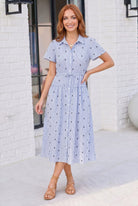 Stripe and Shine Button Down Midi Dress - Charming Charlie