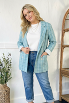 Mint To Be Plaid Blazer - Charming Charlie