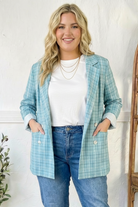 Mint To Be Plaid Blazer - Charming Charlie
