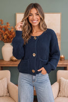 Cozy Afternoons Navy Cardigan - Charming Charlie