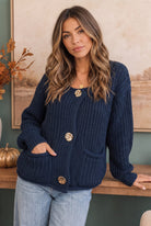Cozy Afternoons Navy Cardigan - Charming Charlie