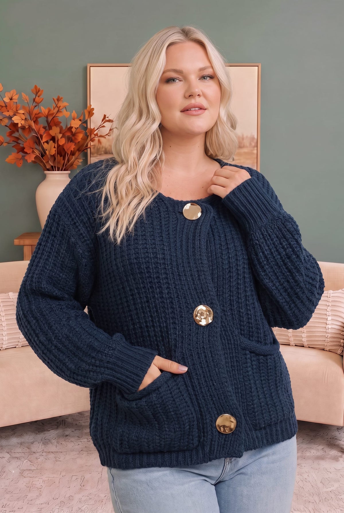 Cozy Afternoons Navy Cardigan - Charming Charlie
