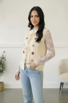 Sweetheart Stitch Embroidered Vest - Charming Charlie