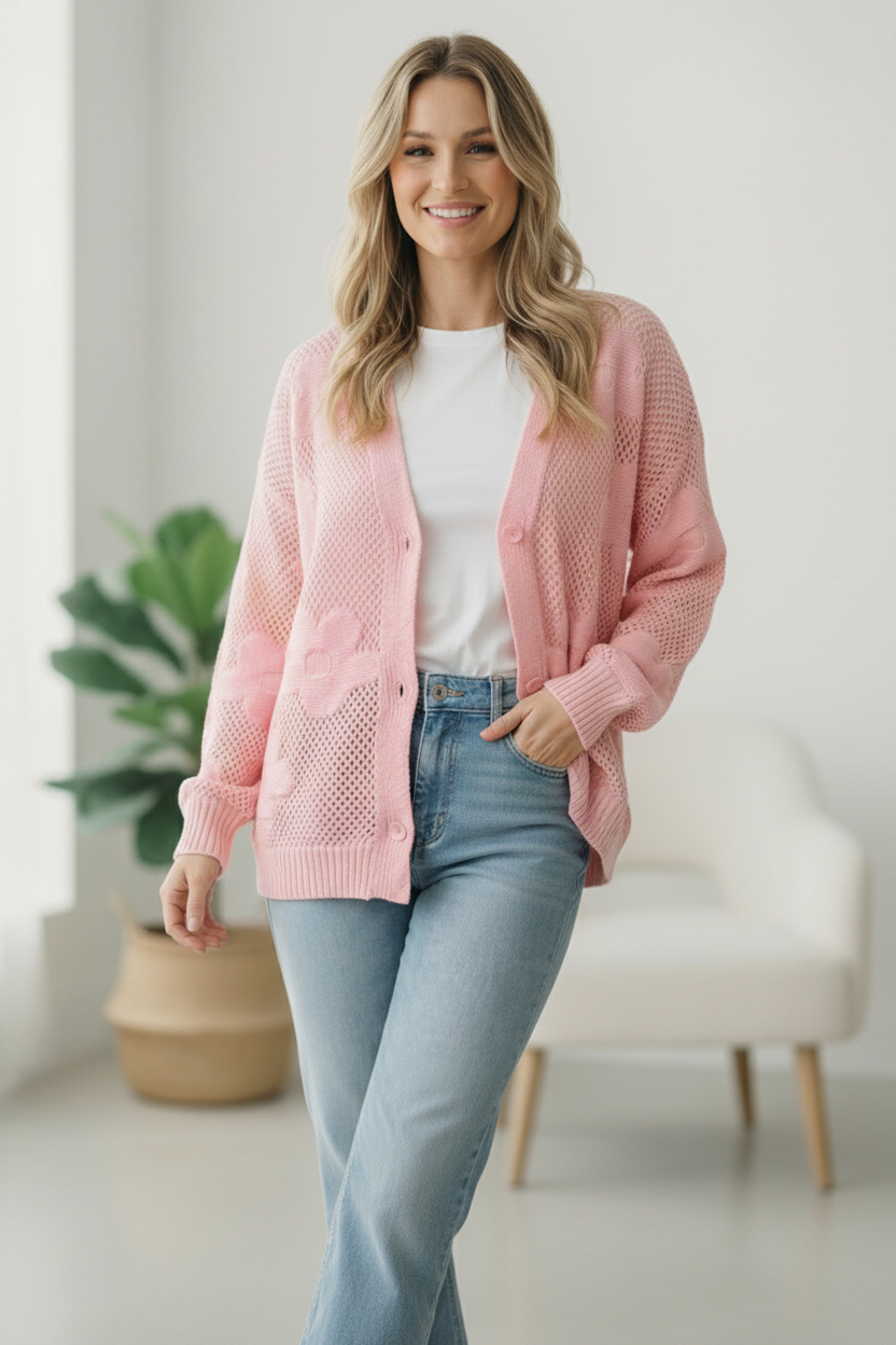 The Pink Daydream Netted Cardigan - Charming Charlie