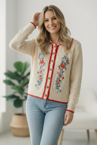 Vintage Blooms Embroidered Cardigan - Charming Charlie