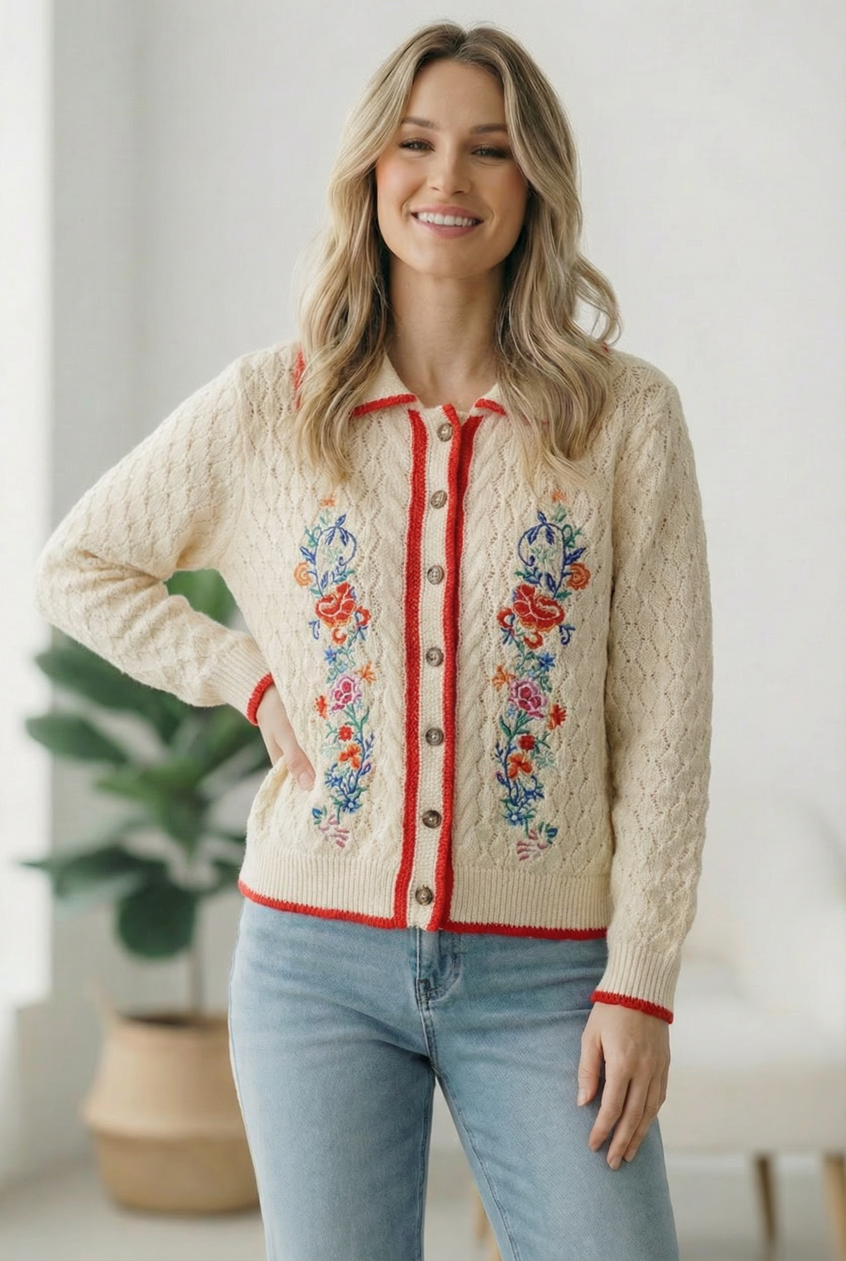 Vintage Blooms Embroidered Cardigan - Charming Charlie