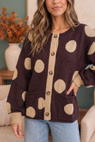 Dotty For You Chocolate Polka Dot Knit Cardigan - Charming Charlie